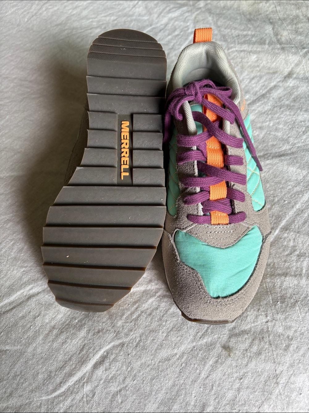 Merrell Alpine Moon Mint Retro Suede Sneakers Purple Orange